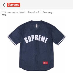 Supreme - Ultrasuede Mesh Baseball Jersey - Navy / Blue - XL