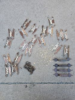 Old copper Hinges & Is drawer pull handles