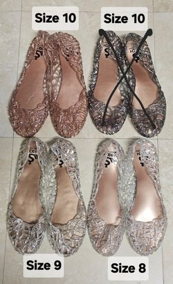 SHKICH Glitter Jelly Flats Size 8, 9, 10