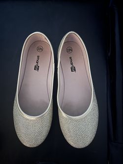 Girls Sparkly Gold Flats