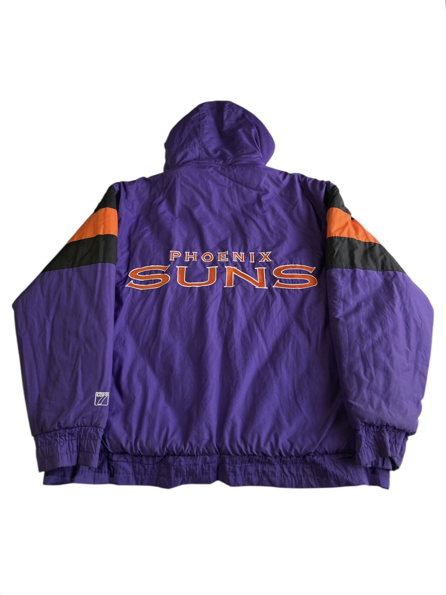Vintage Logo 7 NBA Phoenix Suns Full Zip Puff Jacket Men’s Size XL Hooded Logo