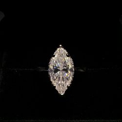 3CT Marquise Moissanite S925 Silver Ring With Hidden halo 