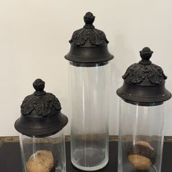 3 Glass Canisters 