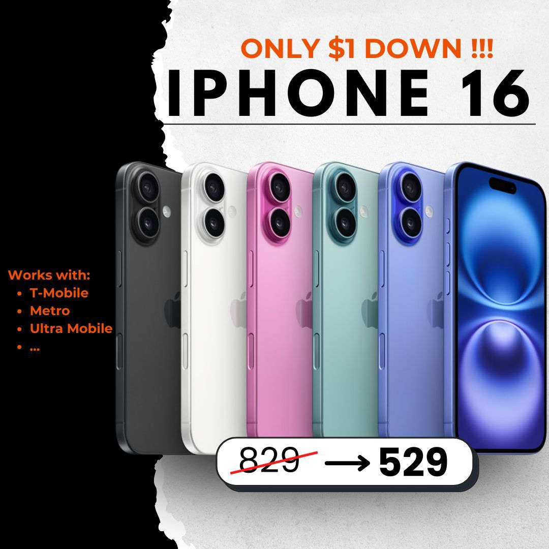 🚀Apple iPhone 16 5g  – Only $5 DOWN, Finance Your Upgrade Today! 💥