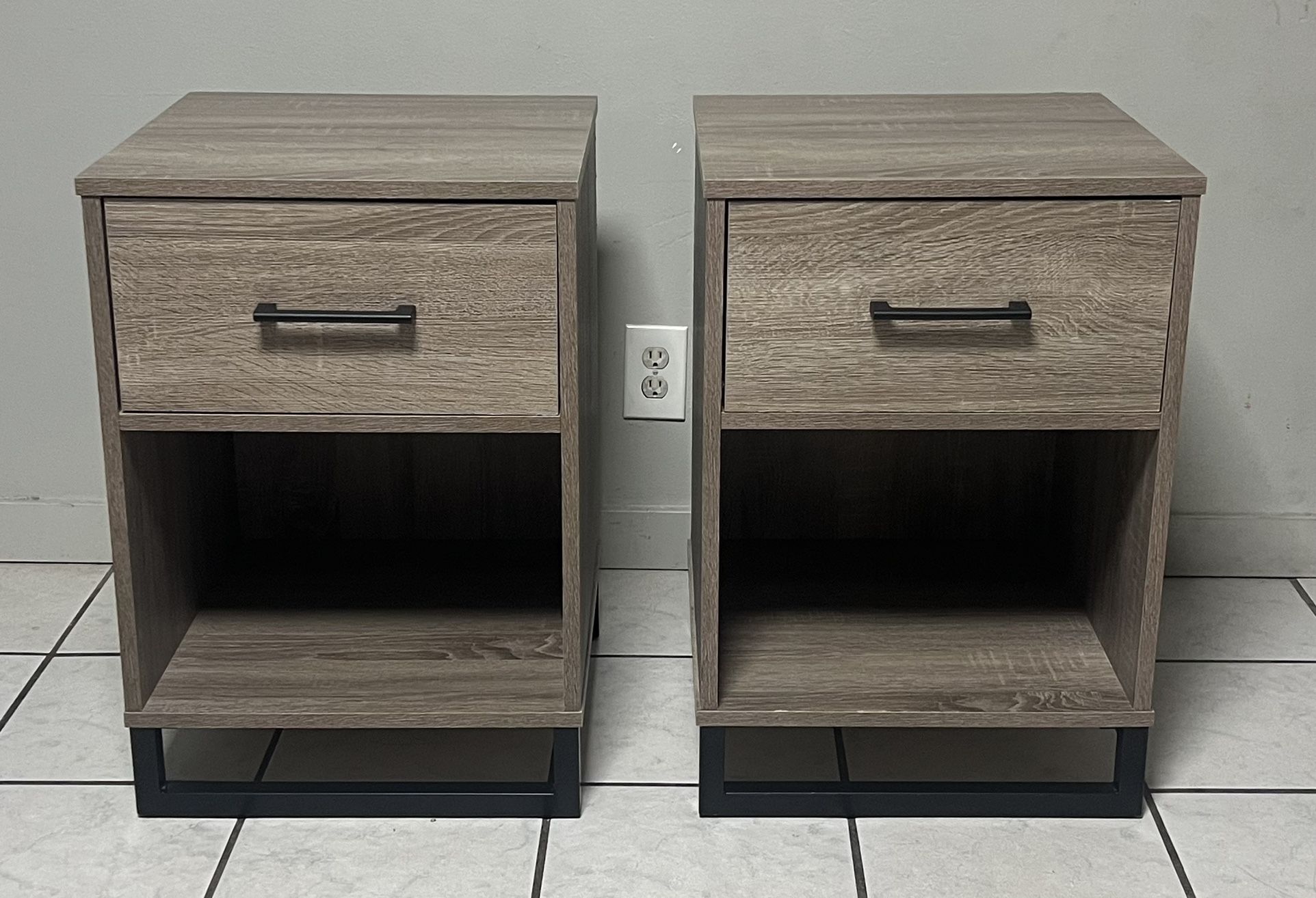 Mixed Material Nightstand 