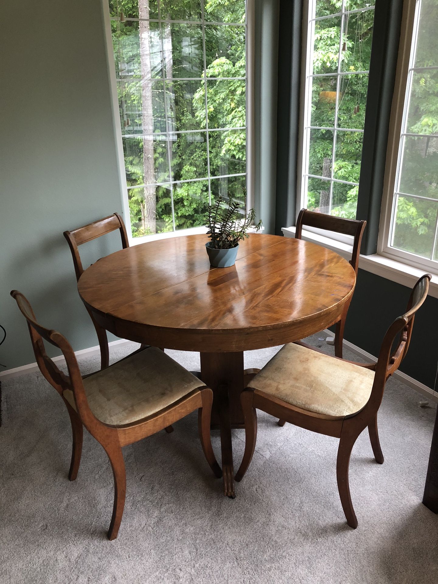 Antique wood table and 4 chairs