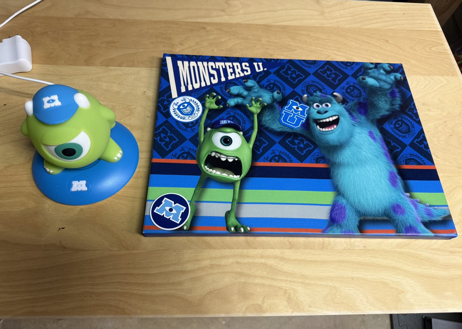 Pixar Disney MONSTER U Wall Hanging Decor Monsters Inc with nightlight decor
