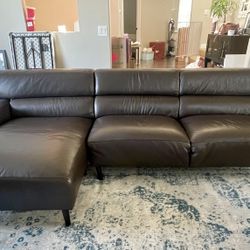 Brown Leather Couch 
