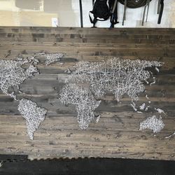 Wooden World Map Art 6’ X 4’