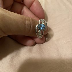 Sterling silver, London, blue topaz with sircon accents size 10