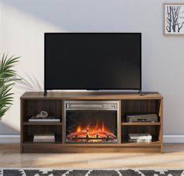 Mainstays Fireplace TV Stand, for TVs up to 55", Walnut