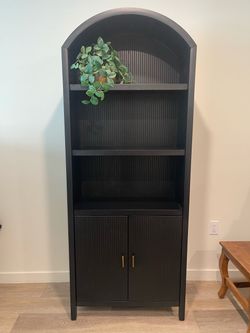 Hearth & Hand with Magnolia Black Arched Bookcase Cabinet