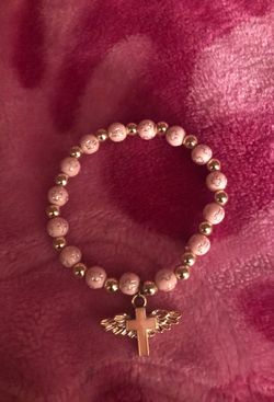 Pink cross bracelet