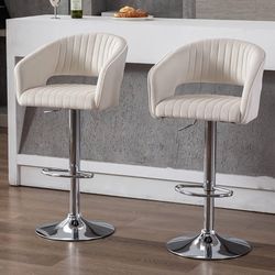 ZHENGHAO Modern Velvet Swivel Bar Stools Set of 2 Hollow Back, Adjustable Counter Height Bar Stools with Arms, Upholstered Kitchen Island Dining Chair