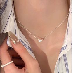 2025 new mini zircon love necklace women‘s daily small and exquisite clavicle chain commuting sweet birthday gift