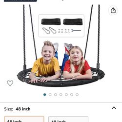 SUPER DEAL Largest 48" Spider Web Swing Set for Tree 700lbs Extra Large Platform Net Swing 71inch Adjustable Hanging Ropes - Attaches to Trees or Exis