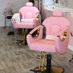 2x Pink Stylist Chair 