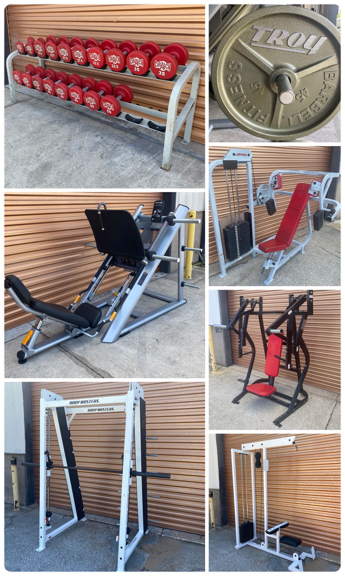 Gym Equipment, Olympic Weight, Lat, Chest & Smith Machines, Home, Leg Press, Dumbbell Rack Power Squat Curl Extension
