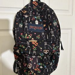 jansport backpack vintage Day Of Dead Halloween Goth Theme Skeleton