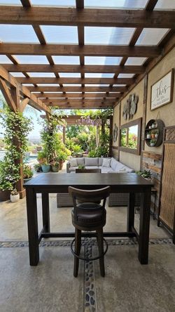 Wood Bar Height Table and Swivel Stool