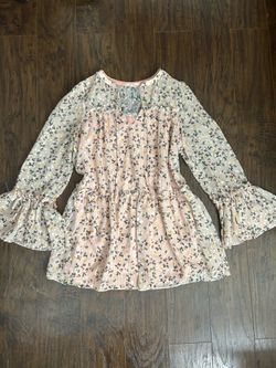 Tularosa Pink Floral Bell Sleeved Chiffon Mini Dress