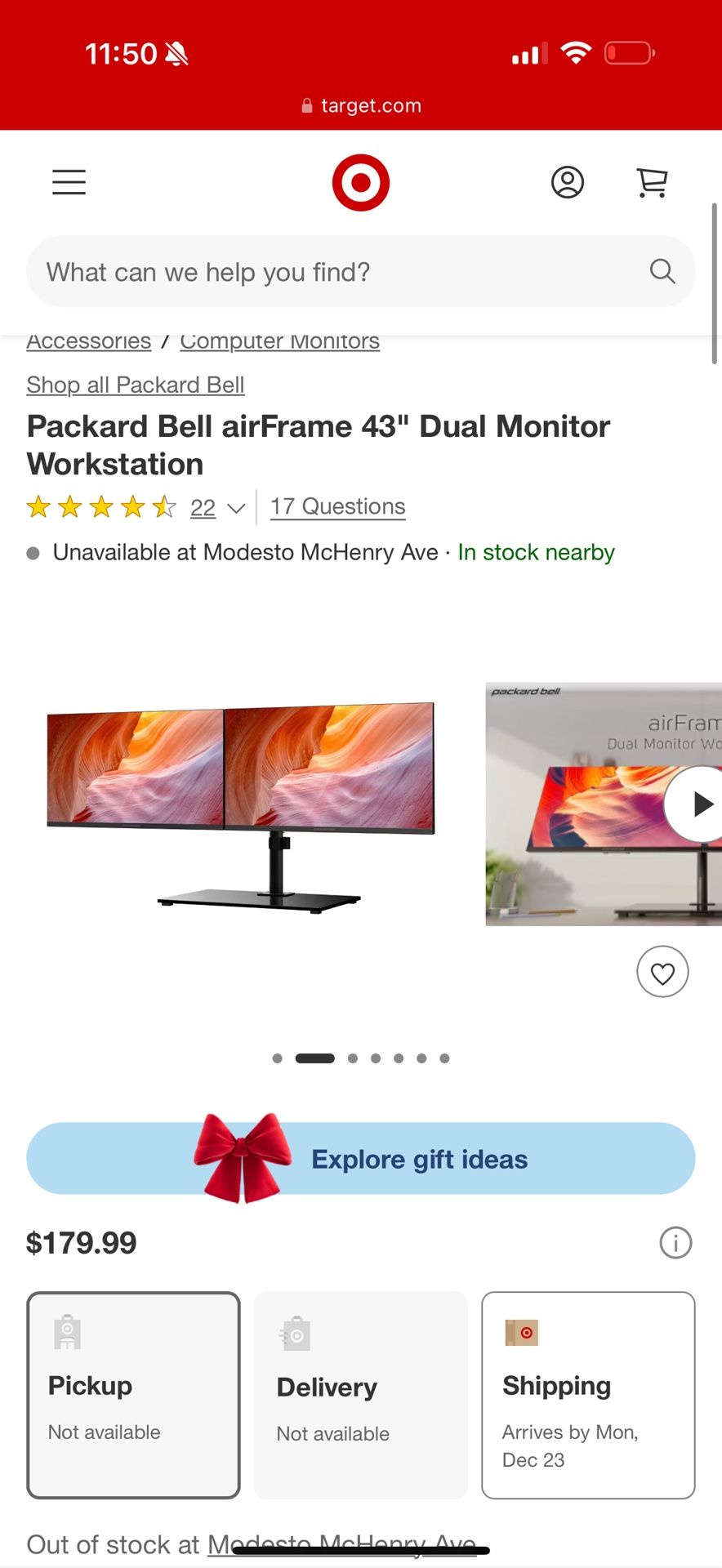 Packard Bell airFrame 43" Dual Monitor Workstation