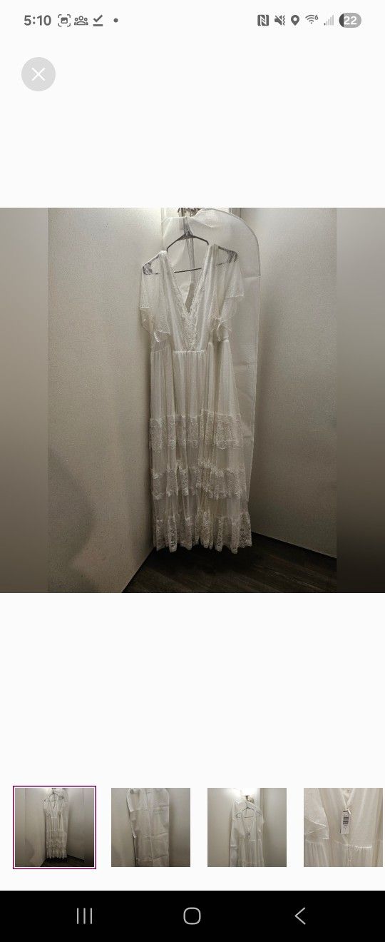 Plus Size Ivory Lace A-Line Boho Wedding Dress