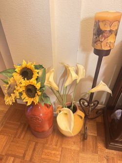 Bases, Flowers And Candle