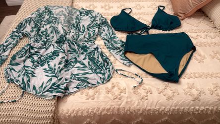 Teal bathing suits with cover up