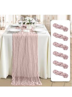 Dusty Pink Cheesecloth Table Runner Set of 6
