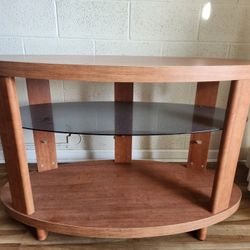Wooden 2 Tier Glass TV Stand 