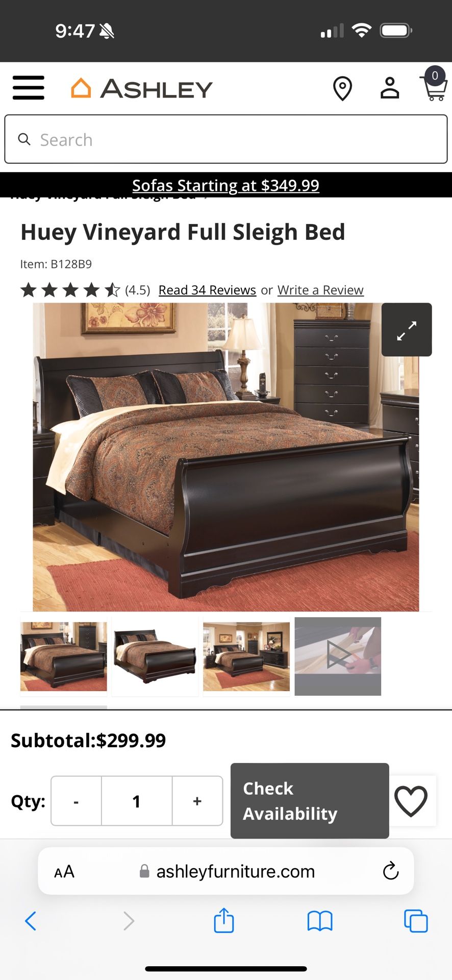 Sleigh Bed Frame Only 