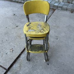 Vintage Yellow Cosco Stepstool Chair