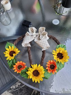 Handmade Pumpkin Wreath w/ Lights