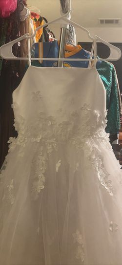 White Floral Appliqué Ballgown Wedding Dress