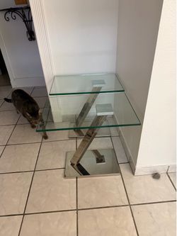 Glass and chrome end tables