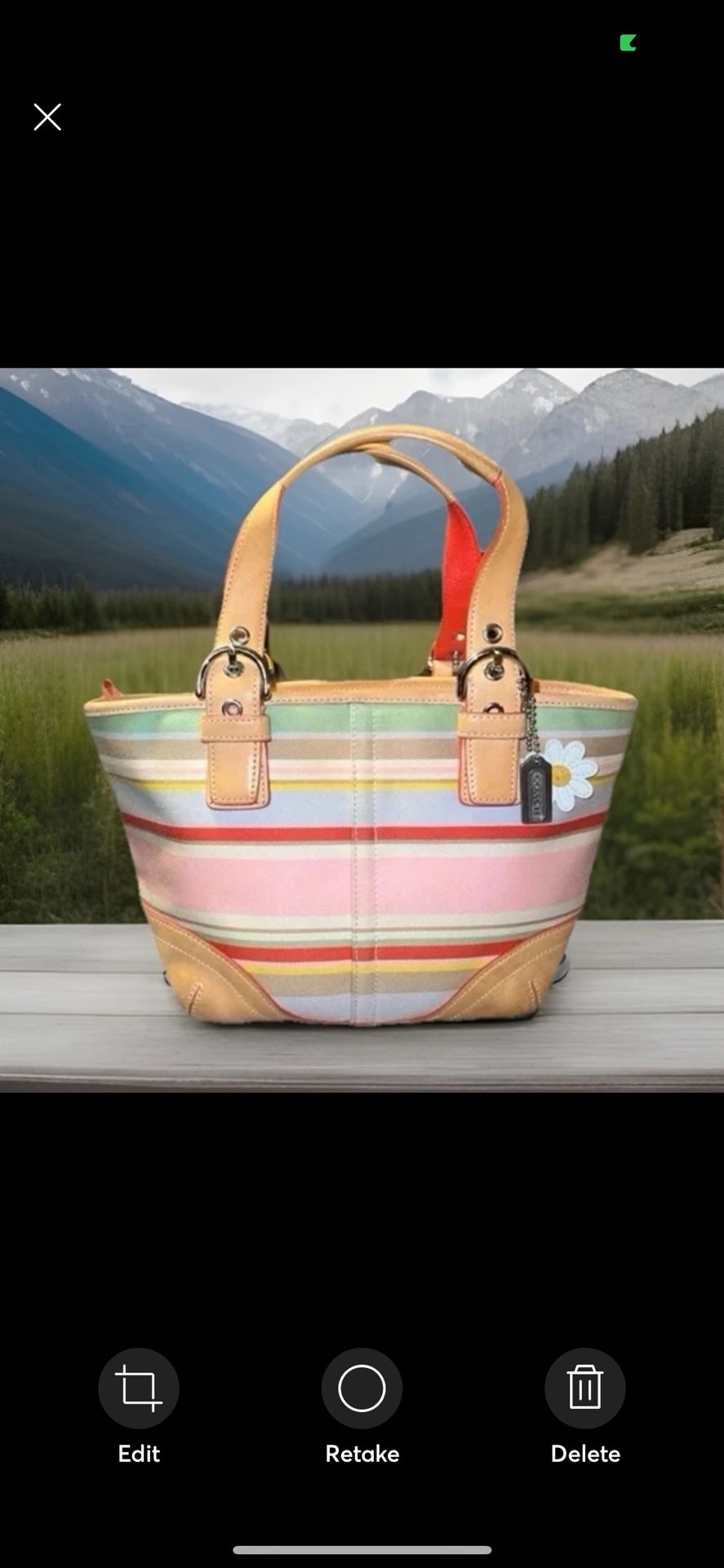 Coach Vintage Y2K Hamptons Striped Small Tote Bag