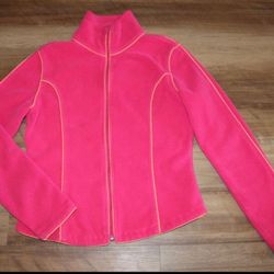 Moda Inter. VICTORIA'S SECRET Size SMALL Hot Pink Fleece Zip Front Jacket