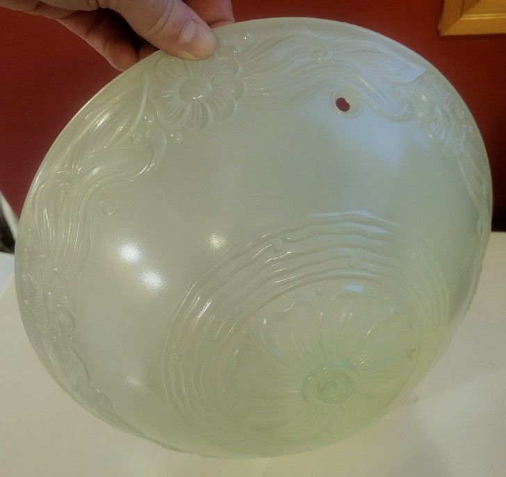 1930's Light Green Glass Ceiling Shade 3 Chains NOT Included
