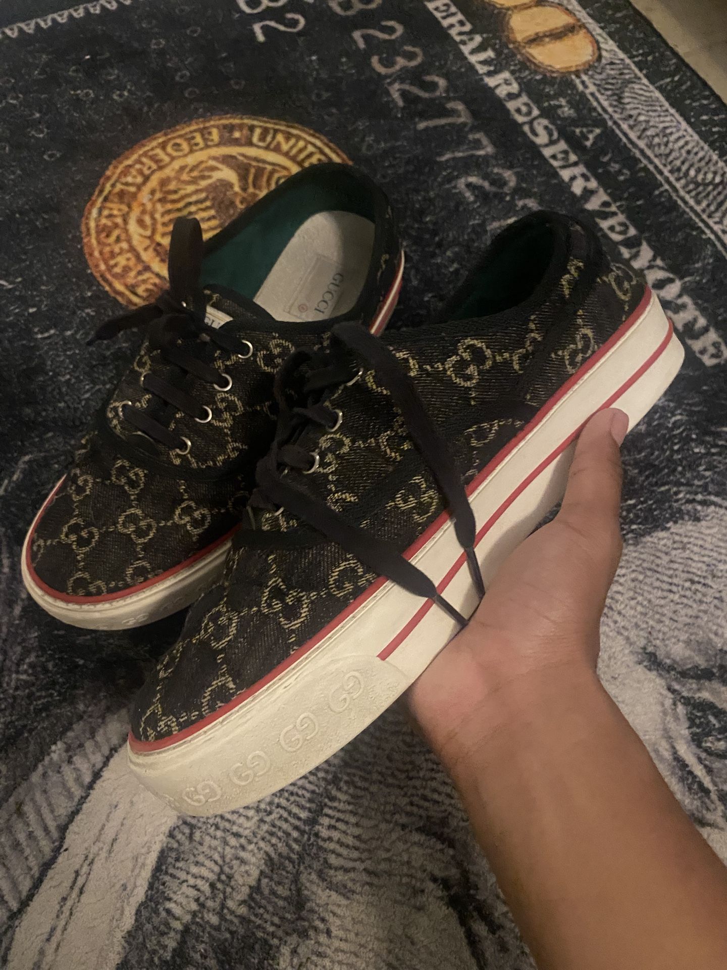 Size 10 gucci tennis 1977 black denim