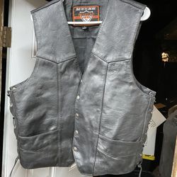 Leather Biker Vest Size L