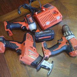 M18 Milwaukee Combo Kit 3 Tool  And 1 Battery  With Charger 