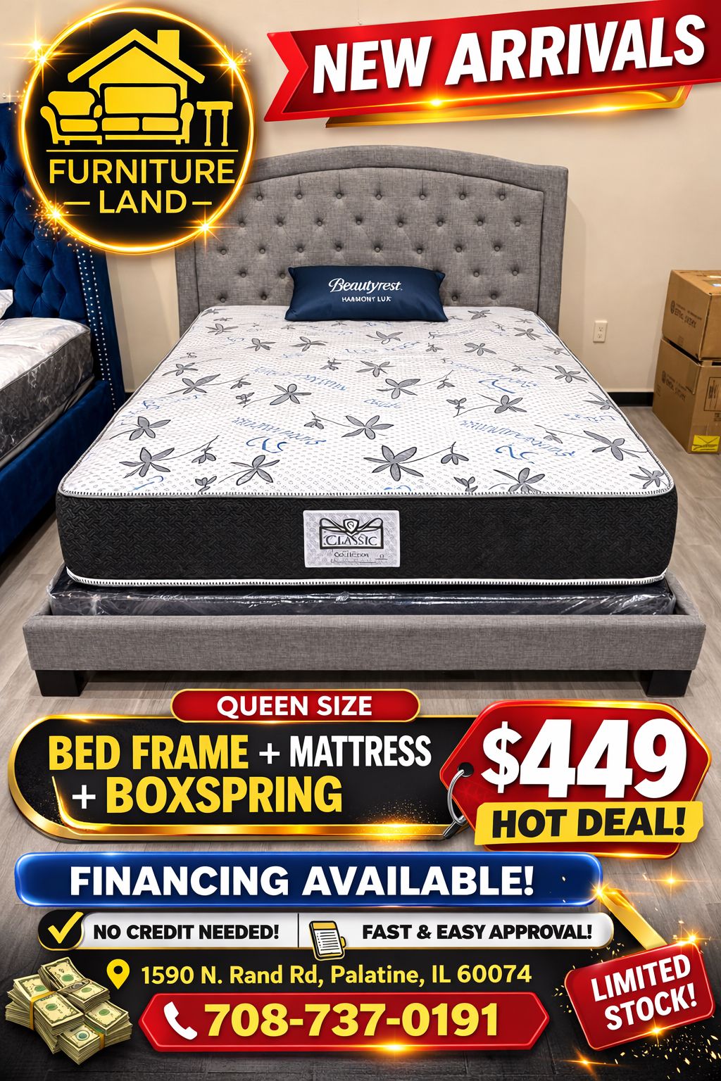 Queen Bed Set ONLY $449! (Frame + Mattress + Boxspring)β