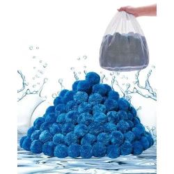 339*Pool Filter Balls for Sand Filter, 3.1 lbs, Filter Balls Replace Pool Filter Sand, Reusable Blue Polyester Fiber Filter Media with Wash Bag, for S