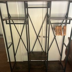 Free Standing Wood Closet Clothes Rack