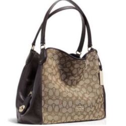 Coach 57934 LIC7C Signature Eddie 28 Khaki/Brown Shoulder Bag NWT MSRP $328
