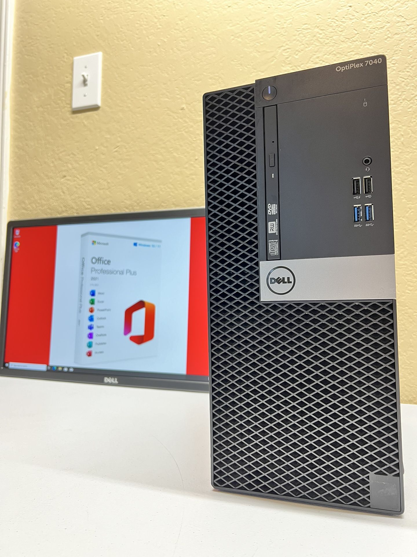 New! Work Office PC Bundle | Dell OptiPlex 7040 MT | Monitor Included | Office 2021