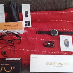 SMART AUDIO  GLASSES And.  Camera ALSO Record Listen To Music To On The Glasses As Well SMART WATCH With FINESSE TRACKER NICE 💯 Guys Peace DION !!!!