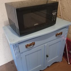 Microwave And Cabinet 