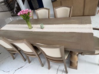 Gray wood dining table set 8 chairs
